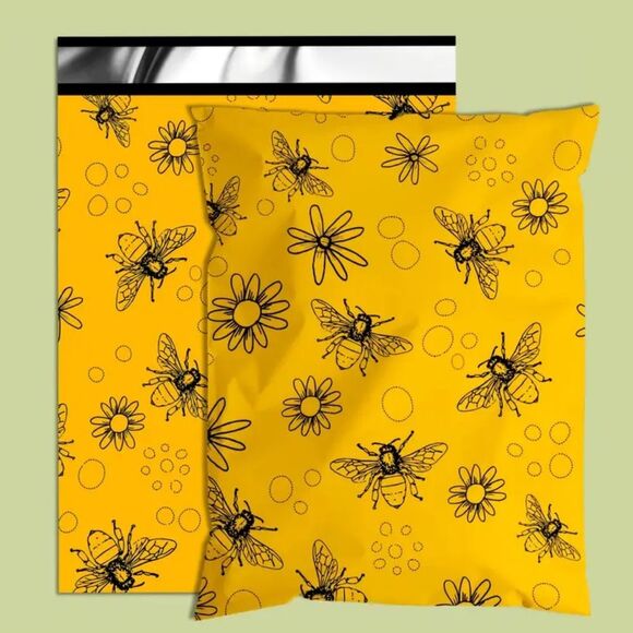 10x13 Bee & Flower Yellow Polymailers 20ct - Picture 1 of 4